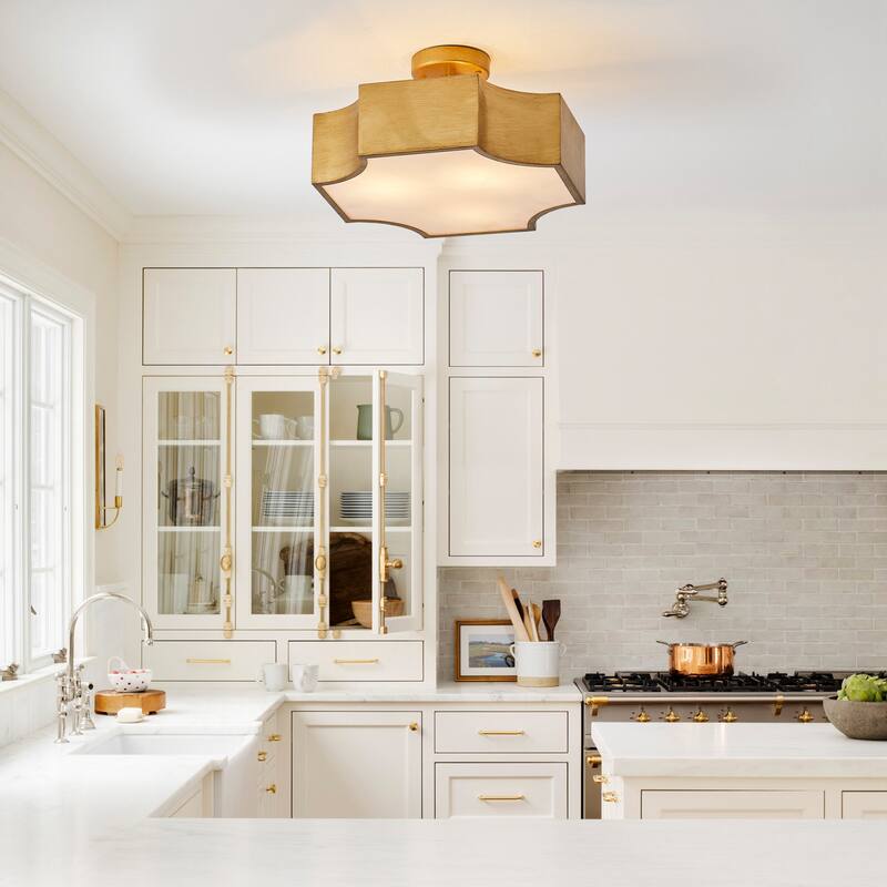 3-Light Modern Gold Semi-Flush Mount Ceiling Light