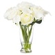preview thumbnail 1 of 2, Enova Home Artificial Mixed Real Touch Lily and Silk Roses Fake Flowers Arrangement in Clear Glass Vase for Home Office Decor
