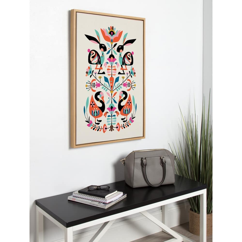 Kate and Laurel Sylvie Floral Bunny Framed Canvas By Rachel Lee