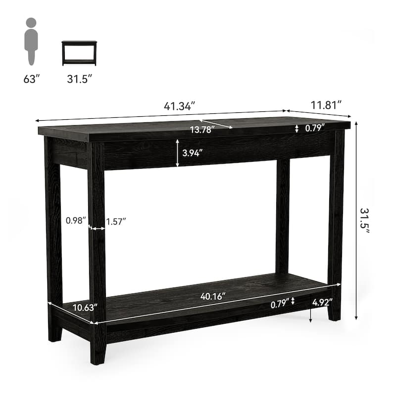 41.3" Solid Wood Console Table with Storage Shelf