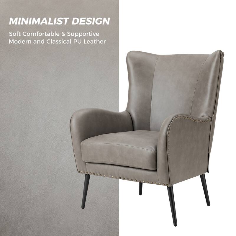 Invidiae Wooden Upholstered Armchair with Metal Legs Set of 2