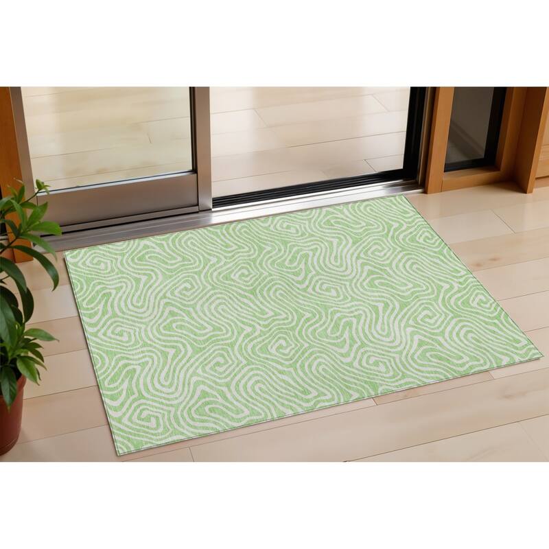 HomeRoots Abstract Transitional Rectangle Outdoor Rug - 3' x 5'