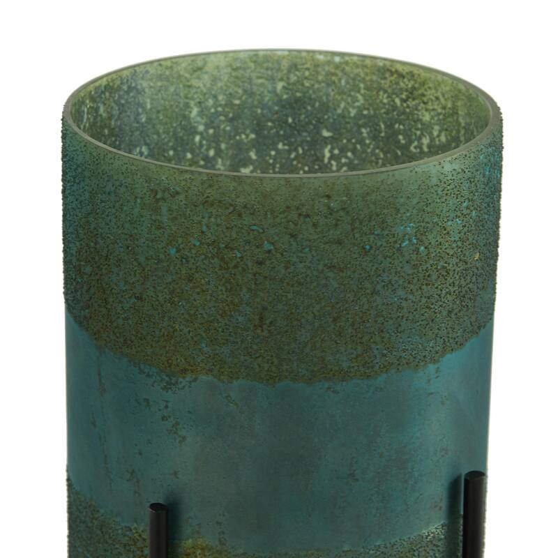 Glass Room Hurricane Lamp with Removeable Stand - Set of 2 Green or Brown - Roche River Decor