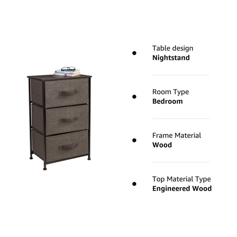 Bedside Furniture & Night Stand End Table Dresser with Steel Frame