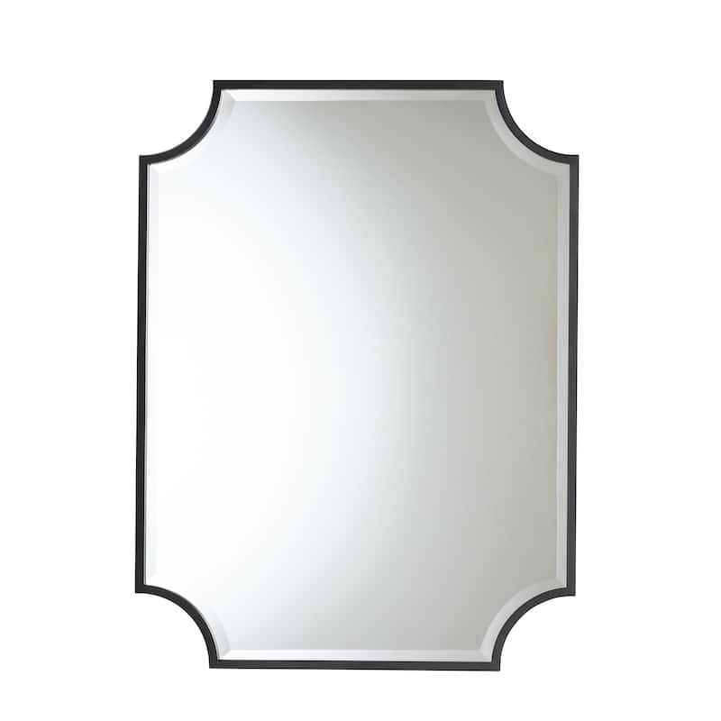 Parcenet Modern Black Finished Metal Accent Wall Mirror - Black