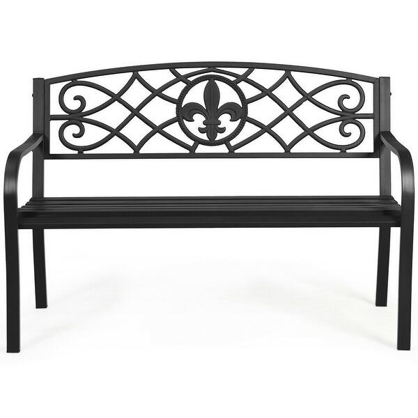 Shop Patio Park Yard Outdoor Furniture Steel Bench Black Overstock 32306101