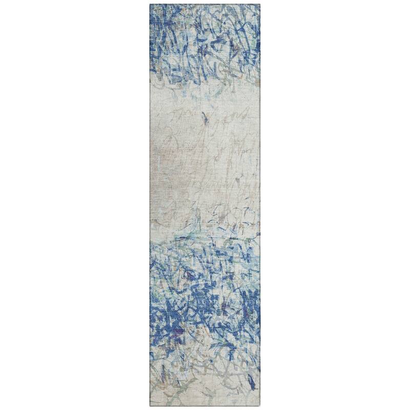 Machine Washable Indoor/ Outdoor Abstract Scribble Chantille Rug
