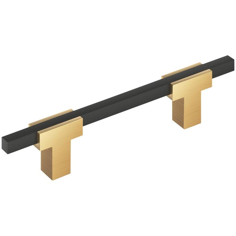 Amerock Urbanite 3-3/4 Inch Center to Center Bar Cabinet Pull - Champagne Bronze / Matte Black