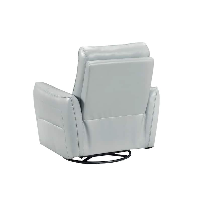 Temy Swivel Glider Manual Reclining Chair, Aqua Blue Top Grain Leather