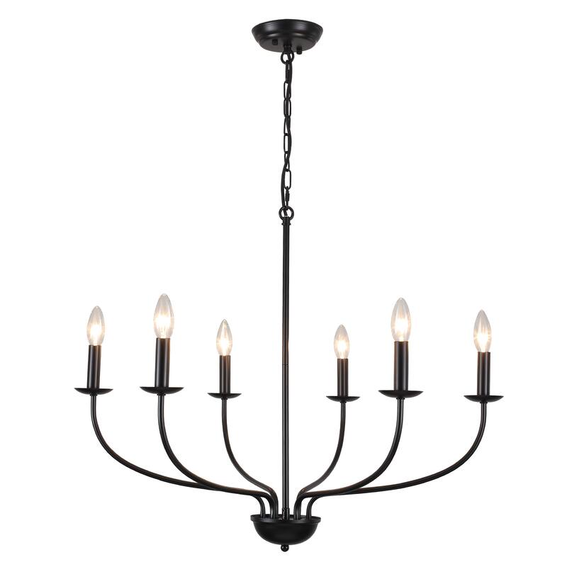 6-Light Farmhouse Candle Chandelier Modern Hanging Lamp for Living Room Kitchen Hallway Entryway - N/A
