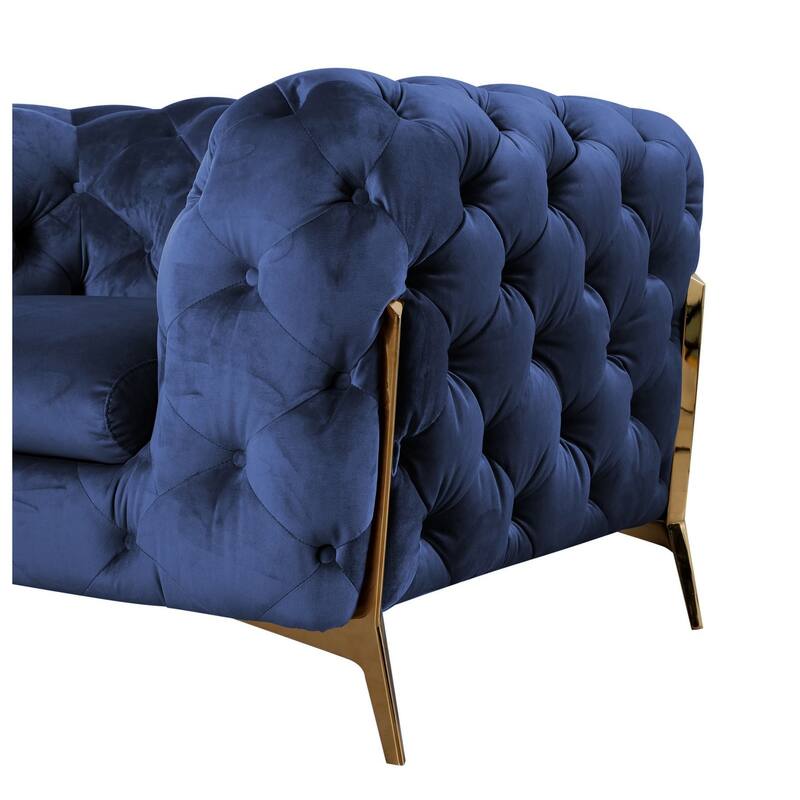 Divani Casa Quincey Transitional Blue Velvet Loveseat