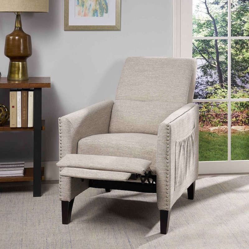 Contemporary Recliner Chair with Push Back Mechanism in Fabric by Christopher Knight Home