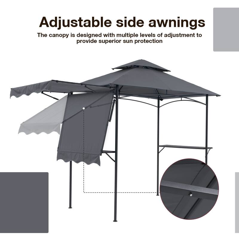 8' x 5' Outdoor Grill Gazebo 2-Tier Canopy