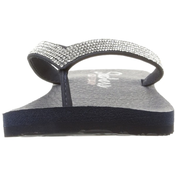 skechers white flip flops with rhinestones