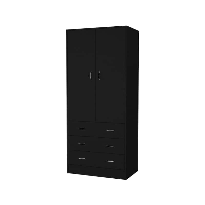 HomeRoots 71" Black Two Door Three Drawer Combo Dresser