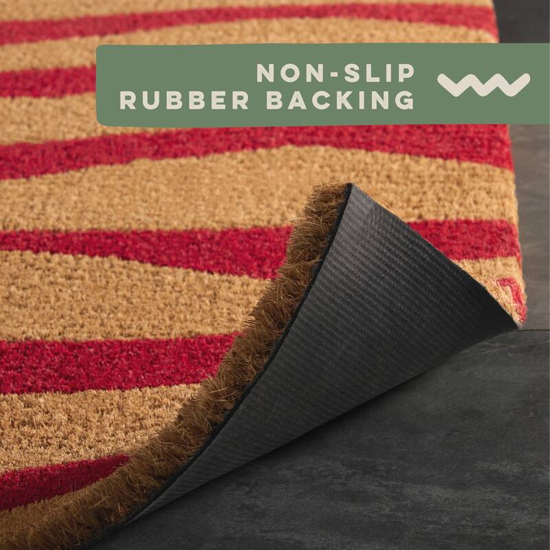TOWN & COUNTRY LIVING Terra Ravine Abstract Mountain Outdoor Door Mat, Natural Coir Mat