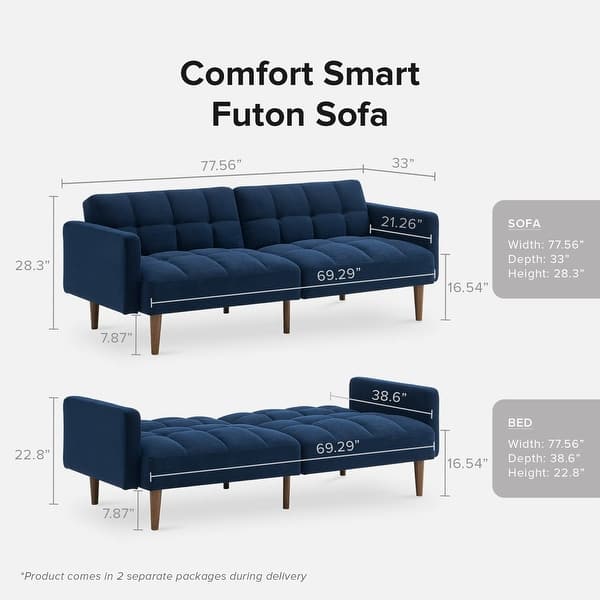 dimension image slide 9 of 12, Mopio Aaron Futon Convertible Sofa Sleeper Futon