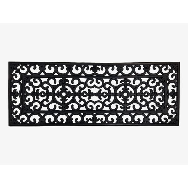 slide 2 of 32, A1HC First Impression Natural Rubber Durable Attractive Entry Doormat 18"X48" - Black Paisley