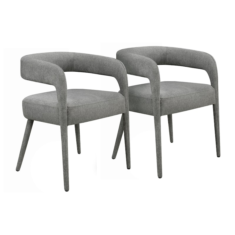 HomeRoots Set of Two Dark Gray Upholstered Linen Open Back Dining Side Chairs - 21 in. x 28 in. x 22 in.