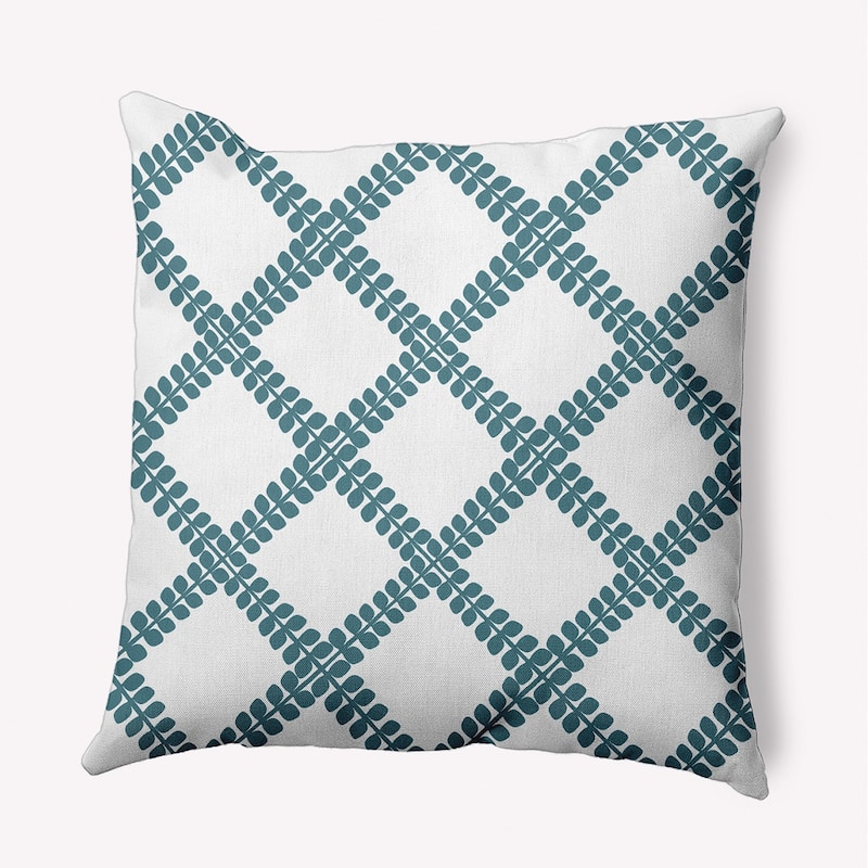 Leaf Plaid Decorative Throw Pillow - 20" x 20" - Mineral Blue