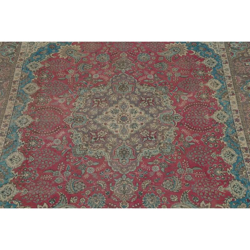 Tabriz Persian Vintage Area Rug Handmade Wool Carpet - 10'1"x 12'10"