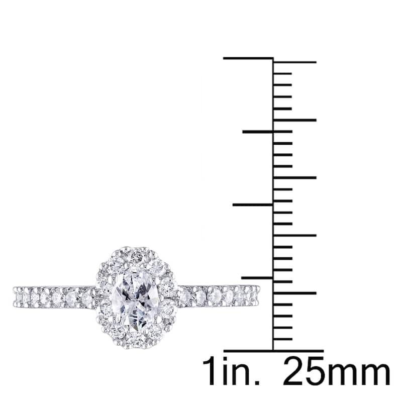 Miadora 14k White Gold 1ct TDW Certified Oval Halo Diamond Engagement Ring (IGL)