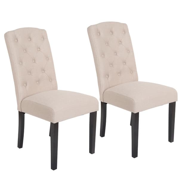Costway Set Of 2 Accent Dining Chair Fabric Wood Tufted Modern Living Room Furniture Overstock 16310826
