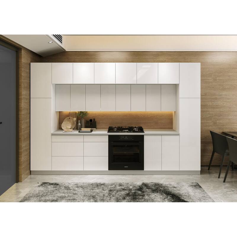 Kitchen Luxe Collection White Gloss Color Base Size 12Ft Wide - 143x24