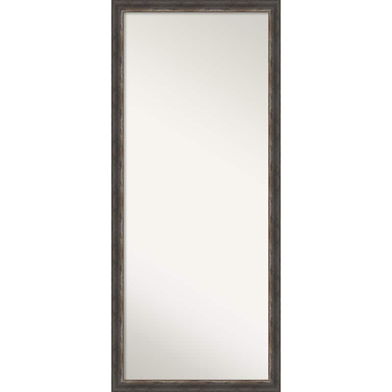 Non-Beveled Wood Full Length Floor Leaner Mirror - Bark Rustic Char Narrow Frame