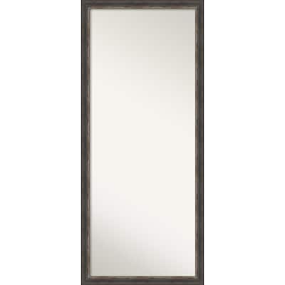 Non-Beveled Wood Full Length Floor Leaner Mirror - Bark Rustic Char Narrow Frame