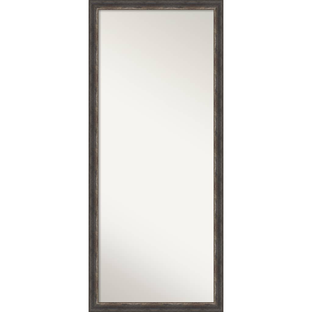 Non-Beveled Wood Full Length Floor Leaner Mirror - Bark Rustic Char Narrow Frame