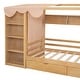 preview thumbnail 10 of 16, Twin Size House Bed Platform Bed Semi-Enclosed Design with Wardrobe and Shelf for Boys Girls, No Box Spring Needed, Natural