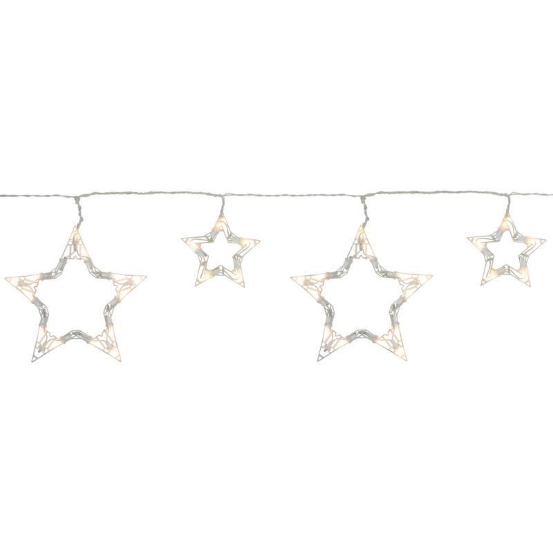 10 Count Clear LED Twinkle Star Icicle Lights 10.25ft White Wire