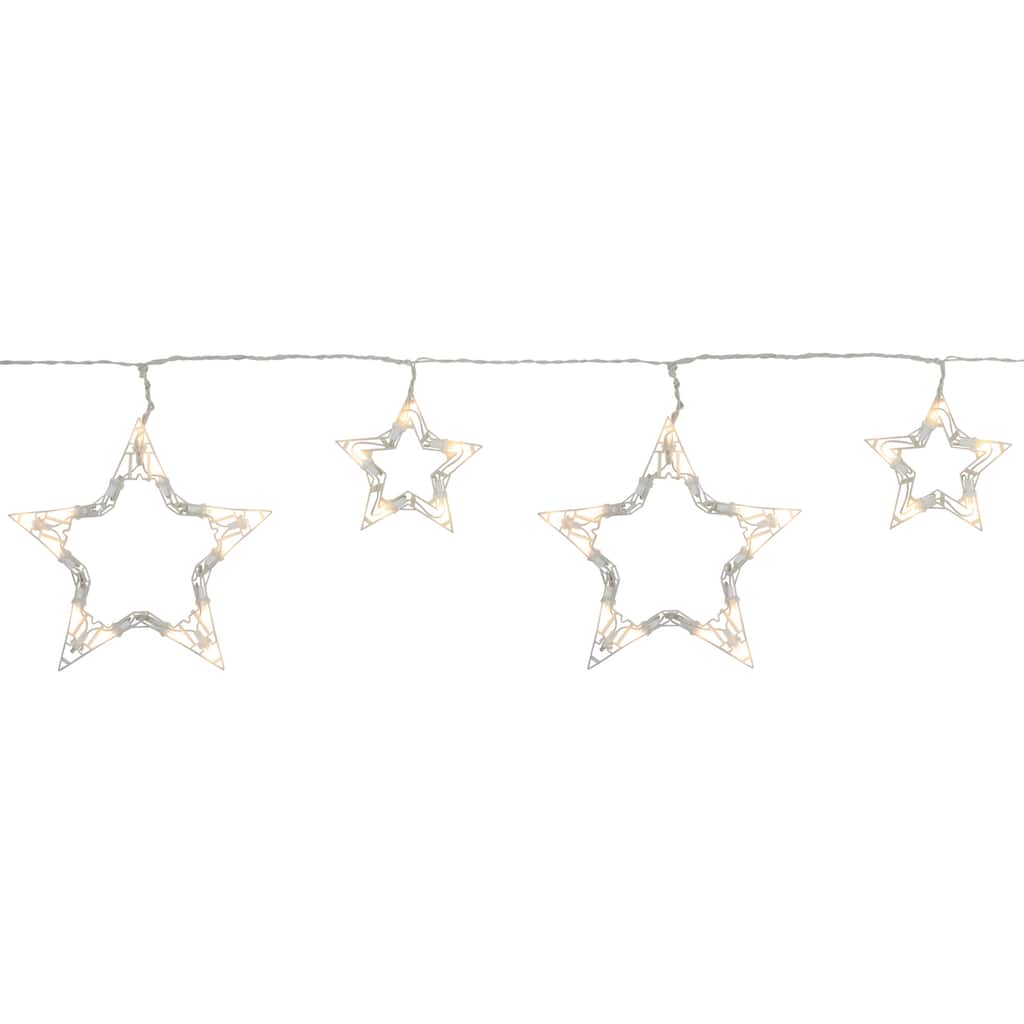 10 Count Clear LED Twinkle Star Icicle Christmas Lights 10.25 ft White Wire - 10.25'