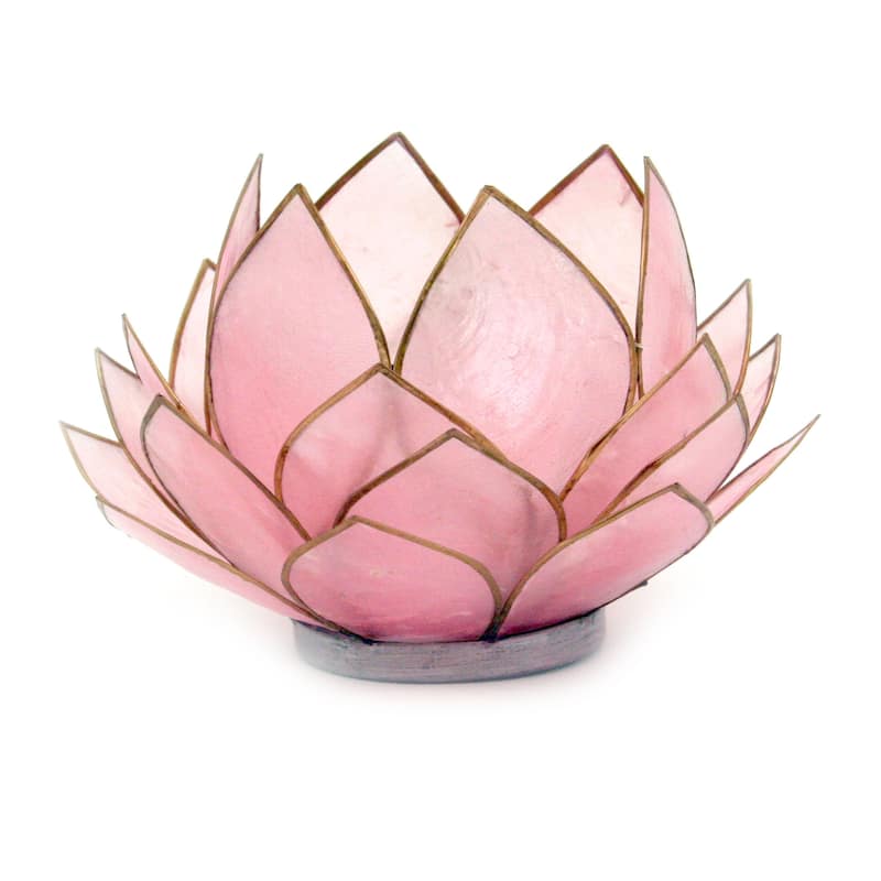 Light Pink Capiz Shell Opening Lotus Flower Bulb Tealight Candle - 3.25 X 5 X 5 inches