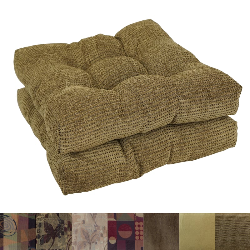 19-inch Square Jacquard Chenille Tufted Dining Chair Cushion - 19 x 19