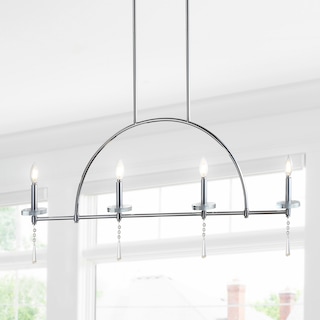 Laura 41" 4-light Linear Metal/Crystal LED Pendant, Chrome by JONATHAN  Y