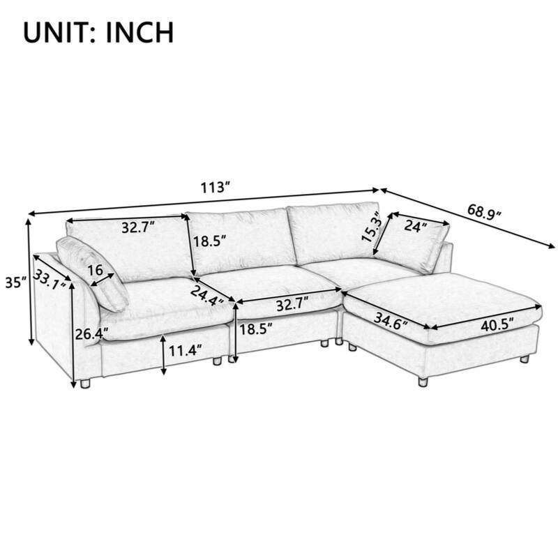 Upholstery Convertible Sectional Sofa, L Shaped Couch with Reversible Chaise