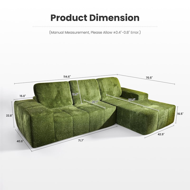 OVIOS Starry Sky Fabric Chaise Lounge Sofa-Green