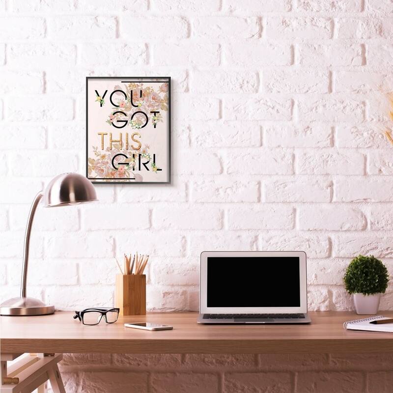 Stupell You Got This Girl Pink Gold Floral Glam Fashion Design Framed Wall Art