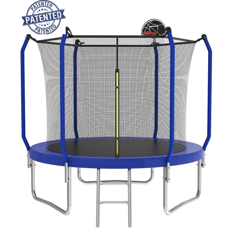 Trampoline with Basketball Hoop, Outdoor Trampoline with Enclosure Net