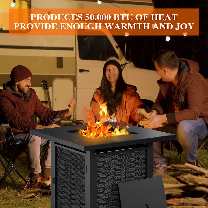 Futzca Square Outdoor Propane Fire Pit Table with Removable Cover - N/A