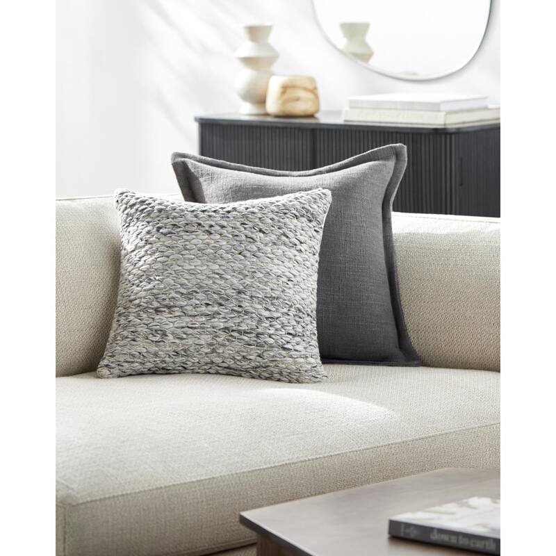 Aislinn Farmhouse Textured Accent Pillow - 22"L x 22"W - Polyester - Grey