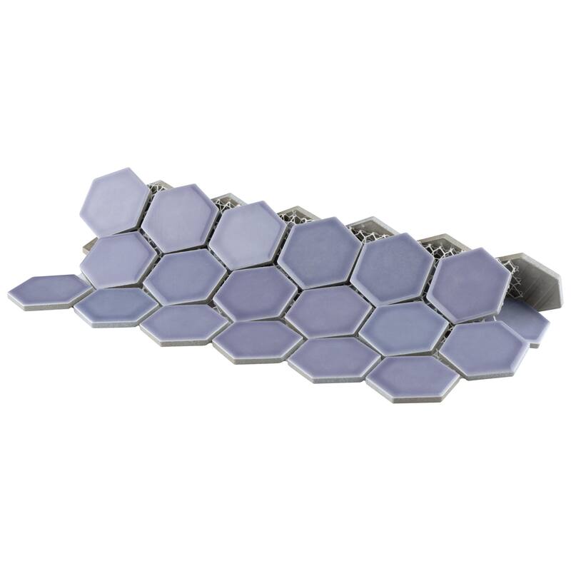 Merola Tile Hudson Due 2" Hex Lavendar 10-7/8" x 12-5/8" Porcelain Floor and Wall Tile
