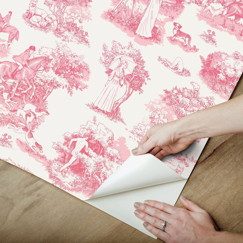 Rachel Antonoff Pink The Chase Peel Stick Wallpaper