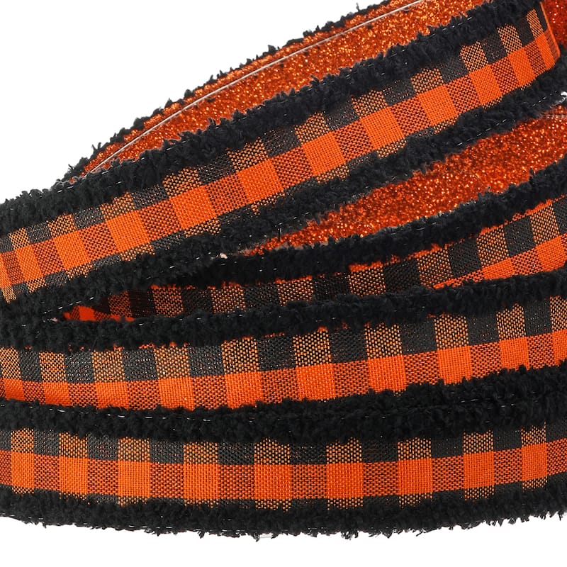 1"x10Y Glitter With Plaid Halloween Ribbion