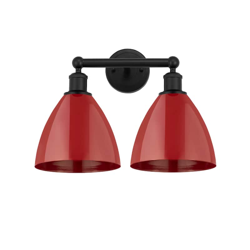 Innovations Lighting 616-2W-12-17 Plymouth Vanity Plymouth Dome 2 - Matte Black / Red