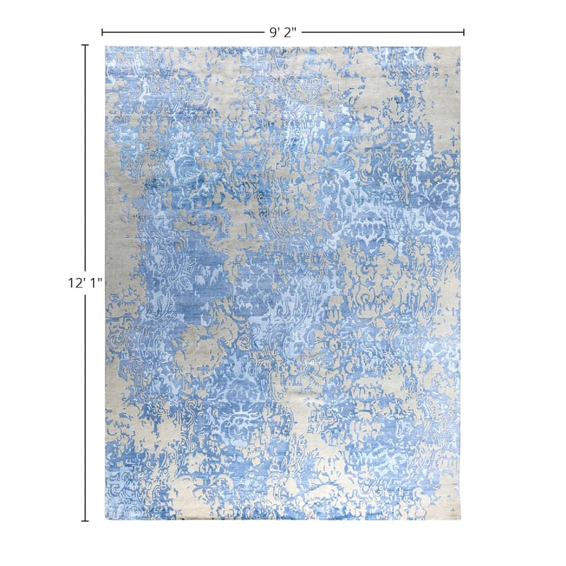 Modern One-of-a-Kind Hand-Knotted Area Rug, Blue - 9' 2" x 12' 1"