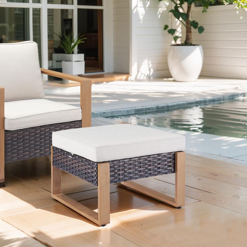 Gymojoy Outside Rattan Rocking Chair with Ottomans - Brown