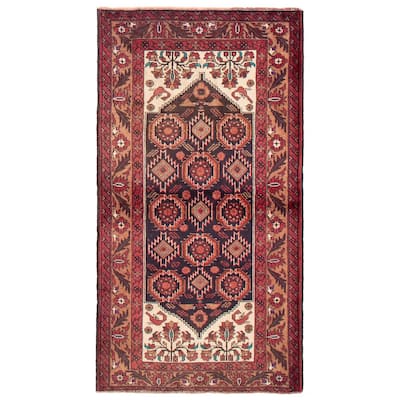 ECARPETGALLERY Hand-knotted Royal Baluch Black, Red Wool Rug - 3'3 x 6'3